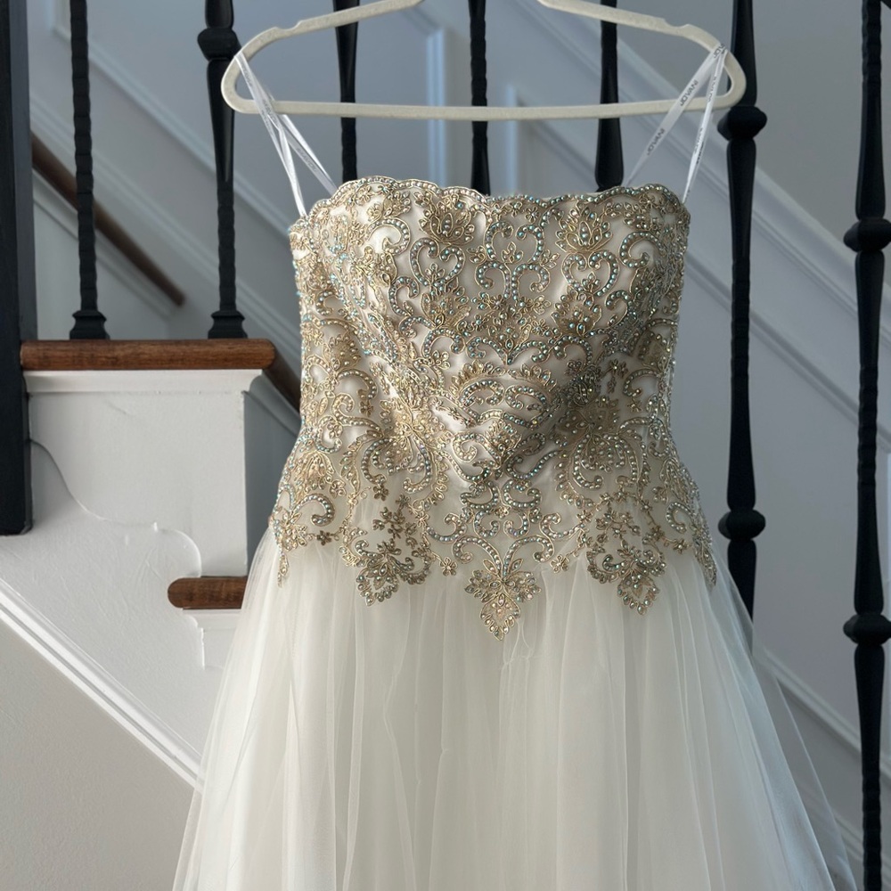 Jovani Gold and Cream Homecoming/Prom Dress. Worn once, excellent condition.